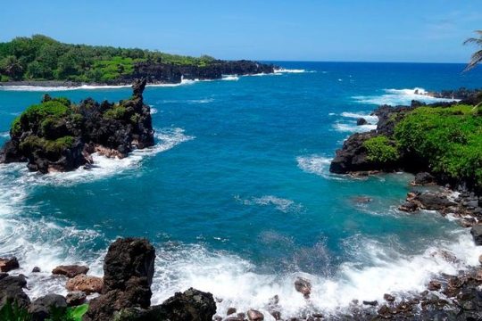 Famous Road to Hana Mercedes van with Waterfalls, Black Sand Beach & Lunch